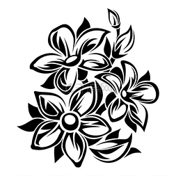 ornament图片_黑色和白色的花朵装饰。矢量图.