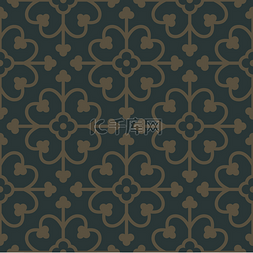 Golden seamless pattern on a dark green backg