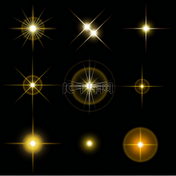 任何图片_美丽的金色星星在黑色的集