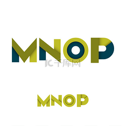 M N O P 现代彩色分层的字体或字母