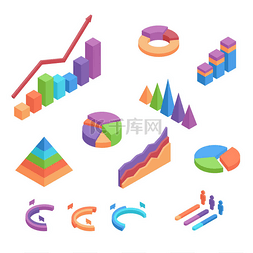 统计要素图片_等距图表设置。 白色背景下隔离