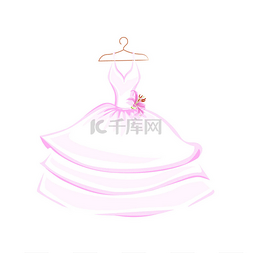 婚纱图片_水彩婚纱礼服与百合装饰。矢量插