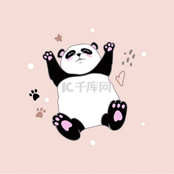 矢量的竹子图片_一只卡通风格的可爱的小熊猫躺在