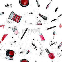 for设计图片_Vector glamorous make up seamless pattern wit