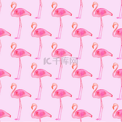 Seamless pattern with flamingos. Hand-drawn b