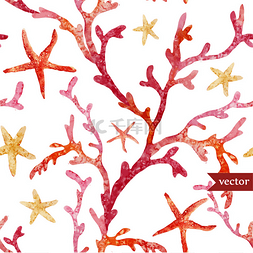 水彩海洋纹理图片_海洋水彩珊瑚模式