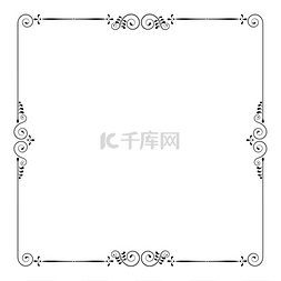 Square decorative frame with swirls and leave