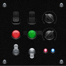 software图片_Leather UI Application Software Controls Set.