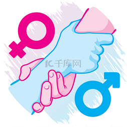 异性恋者图片_图标符号的插图手倾斜控股女异性