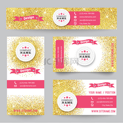 Set of identity templates with golden confett