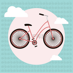 自行车彩色图片_Bicycle vector greeting card 