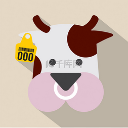 可爱的牛头与耳标矢量图