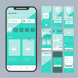 电影应用程序 Ui 套件响应移动应