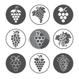 酒吧logo图片_Grapes Icons and Logo Set