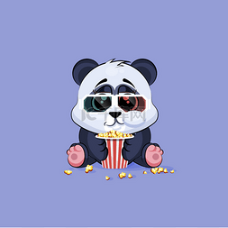 插图表情符号字符卡通熊猫嚼爆米