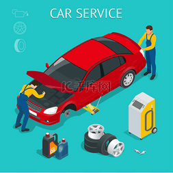 work图片_Car service center. Car service work process 
