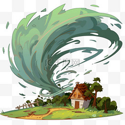 台风图片_台风刮倒的房屋元素手绘