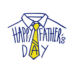 t恤和黄色领带与快乐的父亲节字