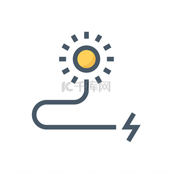 太阳能矢量图标.由太阳、电线或