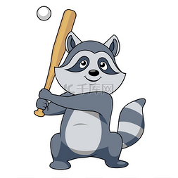 Cartoon raccoon baseball player character