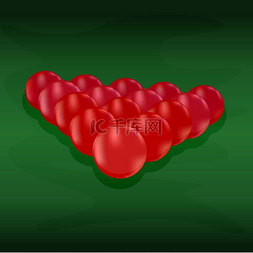 矢量斯诺克图片_一组光滑的游泳池球，在绿色背景