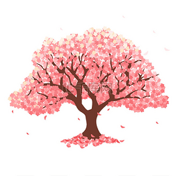 樱花春花图标. 美丽的樱花树。 樱