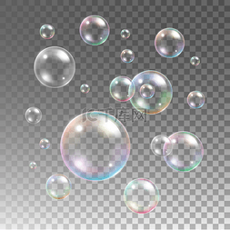 transparent图片_Transparent multicolored soap bubbles vector 