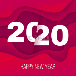 动态新年图片_摘要 2020 红波背景上的新年贺卡. 