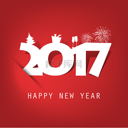 2017新年图片_简单的白色和红色新年卡、 封面