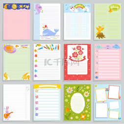 笔记本空白素材图片_儿童日记矢量幼稚的笔记本空白和