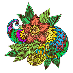 传统花边图片_指甲花纹身米哈迪花卉涂鸦装饰印