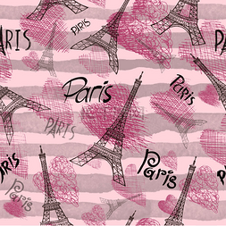 巴黎标志图片_无缝的背景与巴黎的标志-埃菲尔