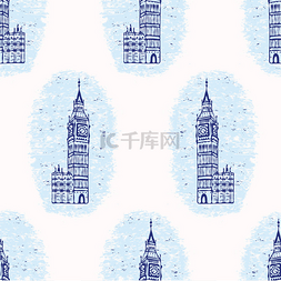 楼轮廓图片_维格内特伦敦大本钟楼无缝矢量图