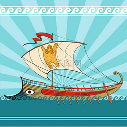 Vector image of an ancient greek galley. Illu