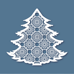 xmas图片_带有几何图案的圣诞树。激光切割