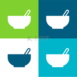 四碗四图片_有勺子平的碗四色最小图标集