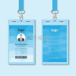 badge图片_Id card with lanyard set isolated vector illu