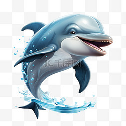 海豚卡通动物免扣元素装饰素材