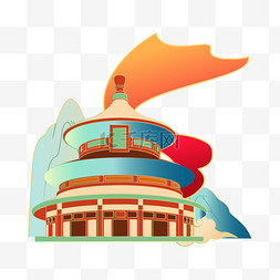 国潮北京地标天坛装饰