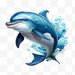 海豚海洋生物动物免扣元素装饰素