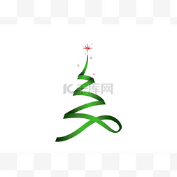 绿色的闪光粒子圣诞树，有恒星隔
