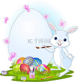 复活节彩蛋图片_绘画的复活节彩蛋复活节兔子
