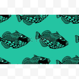矢量蝴蝶图片_装饰水族馆鱼。无缝矢量模式