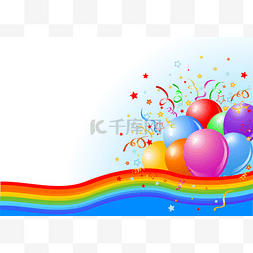 气球与彩虹图片_方气球背景