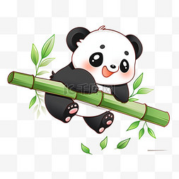 熊猫基地图片_熊猫竹子元素玩耍手绘