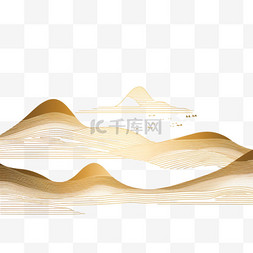 山水元素金色简约线条手绘