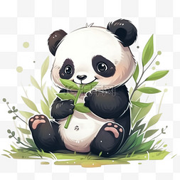 呆萌熊猫可爱手绘元素
