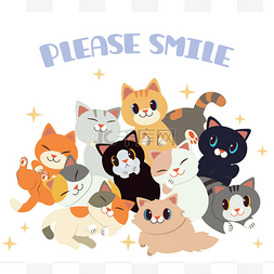 请请请图片_一群有文字的可爱的猫和朋友们，