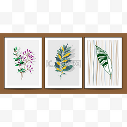 海报墙体图片_一组简约的植物学矢量图解，如带