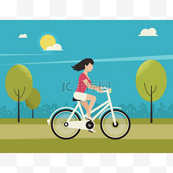 年轻女子骑白色自行车